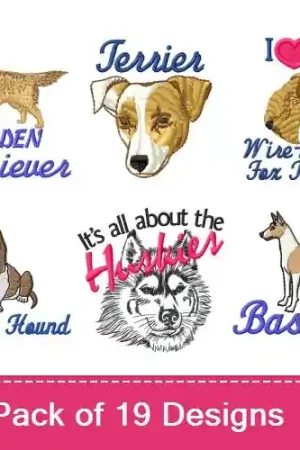 Affordable For The Dog Addicts! Embroidery design pack by MA Designs, Embroidery Packs on EmbroideryDesigns.com
