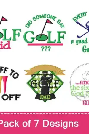 Affordable Off To Tee Off! Embroidery design pack by MA Designs, Embroidery Packs on EmbroideryDesigns.com