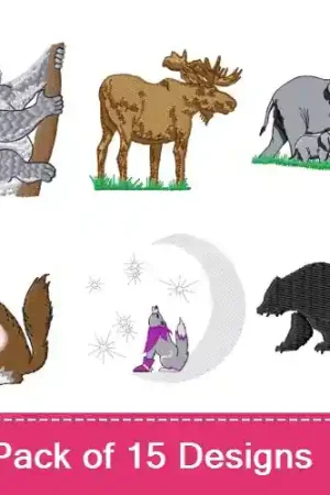 Adorable Wildlife Animals Embroidery design pack by MA Designs, Embroidery Packs on EmbroideryDesigns.com Hassle-Free Returns