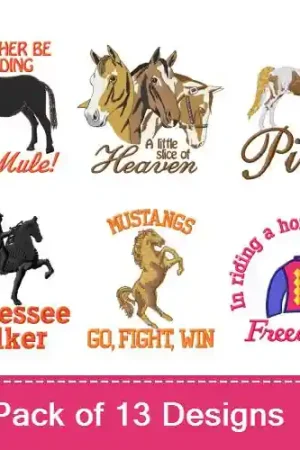 All About Horses Embroidery design pack by MA Designs, Embroidery Packs on EmbroideryDesigns.com Budget