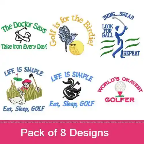 A Prescription For Golf Embroidery design pack by MA Designs, Embroidery Packs on EmbroideryDesigns.com Shop Now