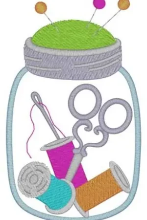 Budget Sewing Notions Jar Embroidery Design