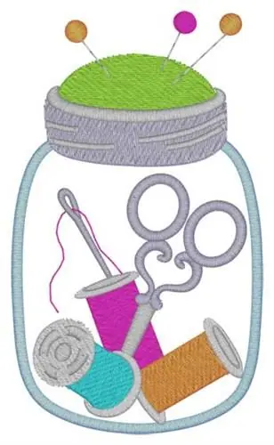 Budget Sewing Notions Jar Embroidery Design