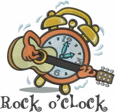 Musical Alarm Clock_Rock o clock_ Embroidery Design Final Sale