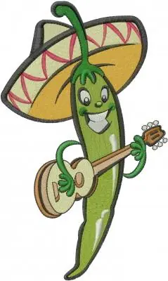Guitar Pepper Embroidery Design Next Day Delivery