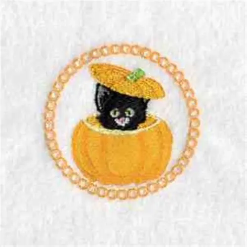 Cat In Pumpkin Embroidery Design Limited Edition