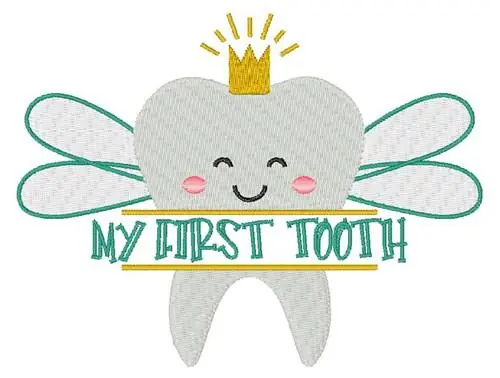 Modern My First Tooth Embroidery Design