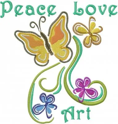 Peace Love Art Embroidery Design No Minimum Order