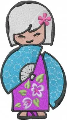 Asian Fan Doll Embroidery Design Direct From Manufacturer