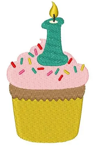 First Birthday Cupcake Embroidery Design Low Price