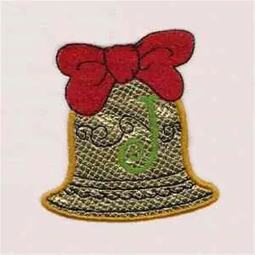 Fast Shipping Christmas Bells Alphabet J Embroidery Design