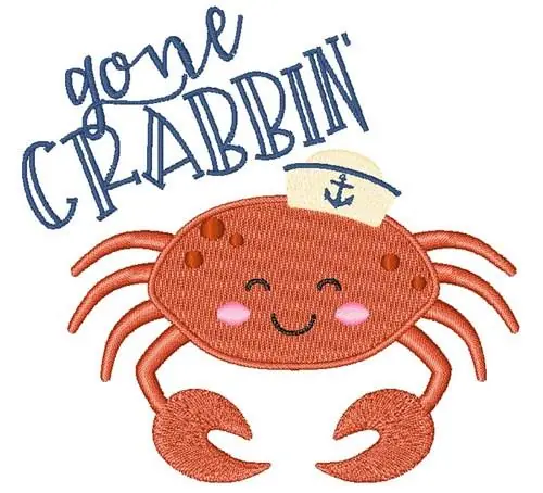 Professional Grade Gone Crabbin Embroidery Design
