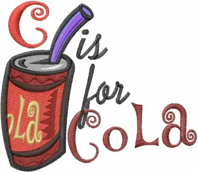 Next Day Delivery C for Cola Embroidery Design