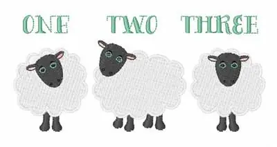 One Two Three Sheep Embroidery Design Worldwide Shipping