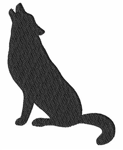 Wolf Howling Silhouette Embroidery Design High Quality