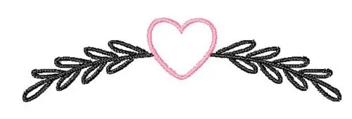 While Supplies Last Heart Outline Leaf Laurel Embroidery Design