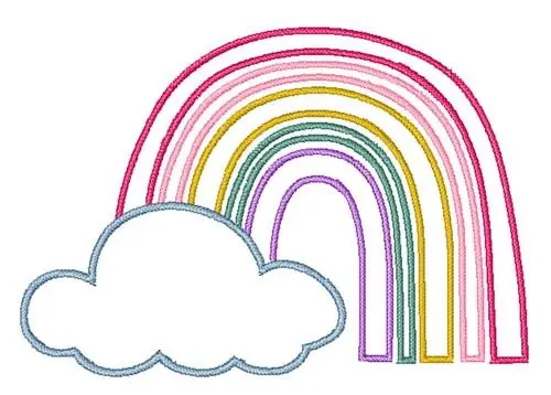 Rainbow And Cloud Outline Embroidery Design Fan Favorite