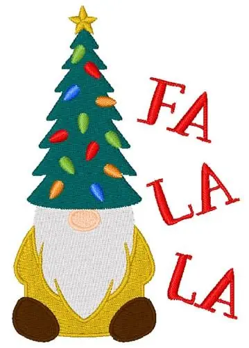 Fa La La Gnome Embroidery Design Last Chance