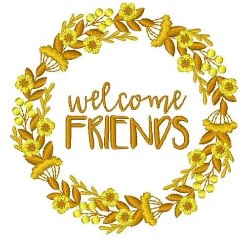 Limited Time Welcome Friends Wreath Embroidery Design