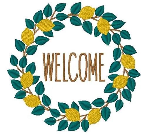 Lemon Wreath Welcome Embroidery Design Exclusive