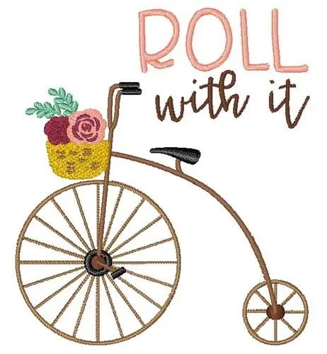 Roll With It Bicycle Embroidery Design High Quality