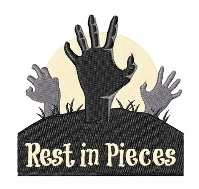 Fresh Stock Rest In Pieces Embroidery Design