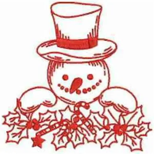 Redwork Snowman Embroidery Design Genuine