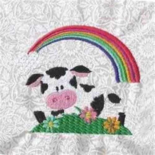 Rainbow Cow Embroidery Design Clearance