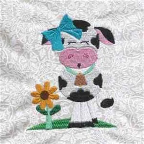 Factory Price Floral Cow Embroidery Design