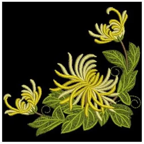 Chrysanthemums Embroidery Design Reduced Price