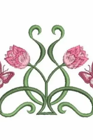Art Nouveau Flowers Embroidery Design Express Delivery