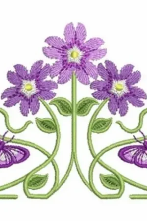 Art Nouveau Flowers Embroidery Design Crafted