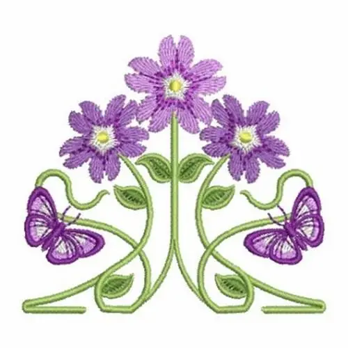 Art Nouveau Flowers Embroidery Design Crafted