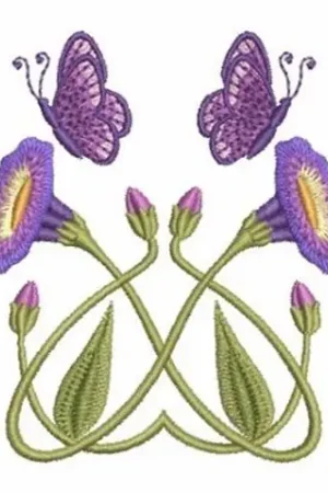Art Nouveau Flowers Embroidery Design No Minimum Order
