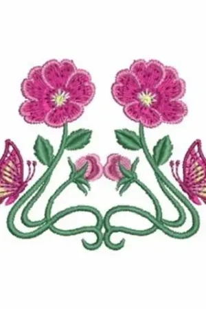 Art Nouveau Flowers Embroidery Design Exclusive