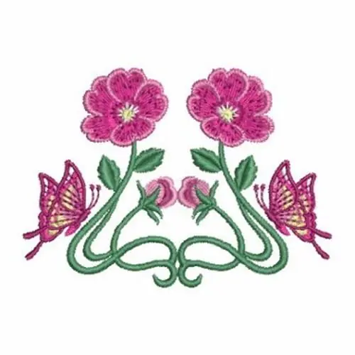 Art Nouveau Flowers Embroidery Design Exclusive
