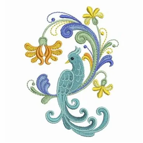 Time-Limited Rosemaling Birds Embroidery Design