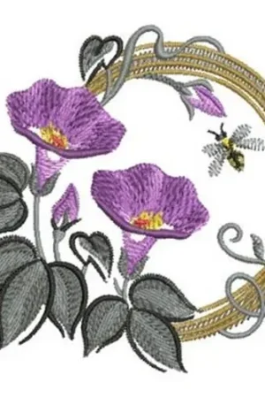 Authentic Brush Painting Morning Glory Embroidery Design