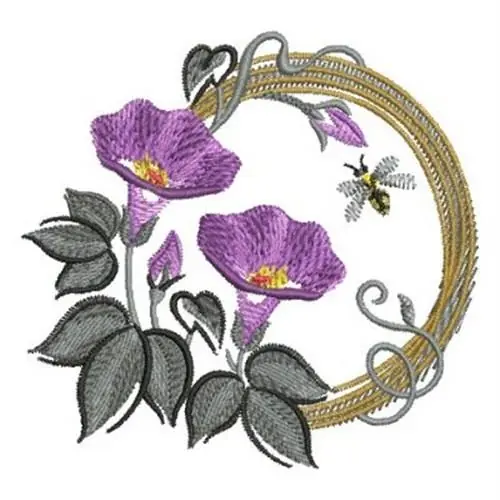 Authentic Brush Painting Morning Glory Embroidery Design