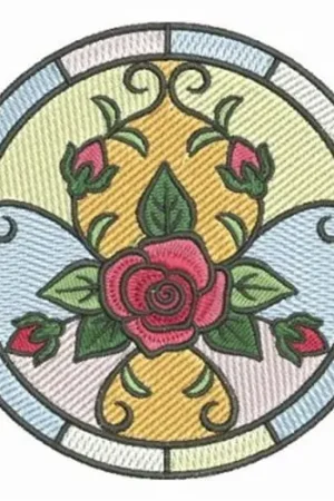 While Supplies Last Stained Glass Roses Embroidery Design