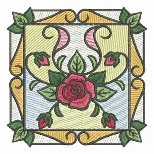 Stained Glass Roses Embroidery Design Top Rated