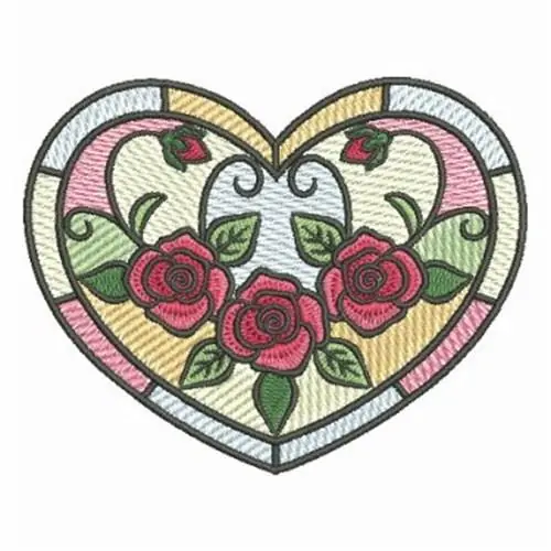 Free Delivery Stained Glass Roses Embroidery Design