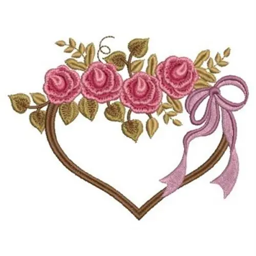 Deal Classic Rose Heart Embroidery Design