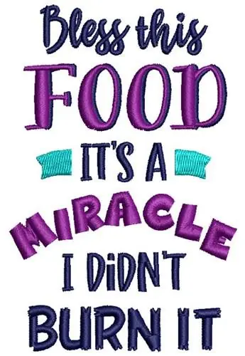Buy Direct Bless This Food Embroidery Design