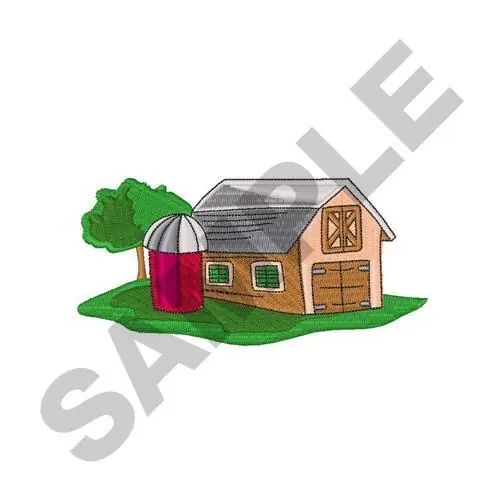 Modern Barn And Silo Embroidery Design