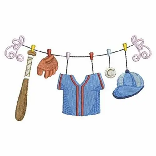 Popular Baseball Clothesline Embroidery Design