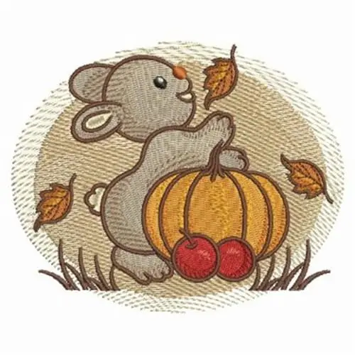 Order Now Fall Rabbit Embroidery Design