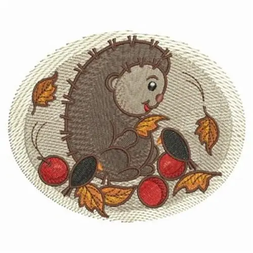 Fall Hedgehog Embroidery Design Genuine