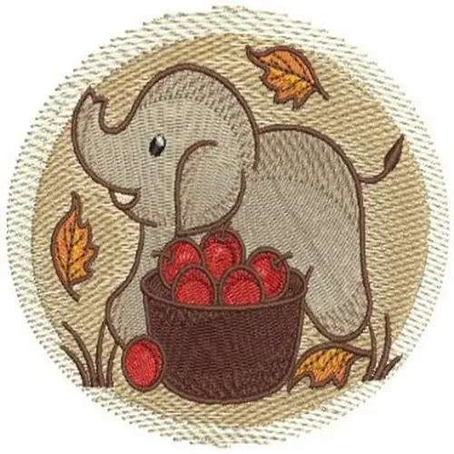 Fall Elephant Embroidery Design Price Cut