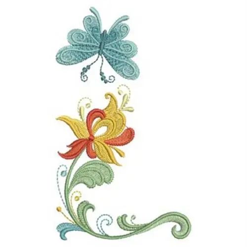 Rosemaling Butterfly Embroidery Design Latest